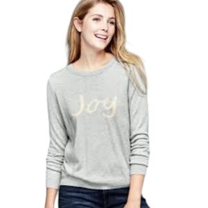 GAP Gray Crew Neck Sweater with Joy Print